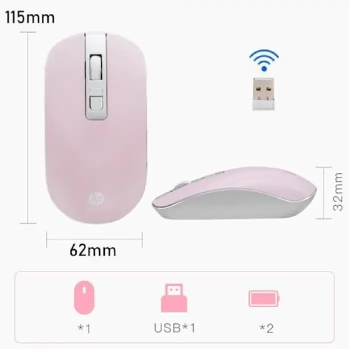 S4000 Kablosuz Sessiz Mouse, Pembe