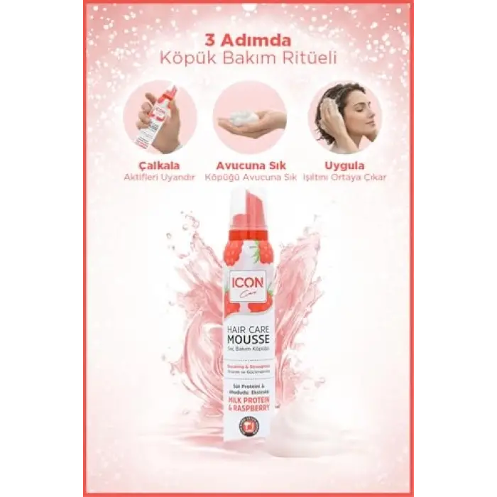 Saç Bakım Köpüğü, Milk Protein & Raspberry, 2li Set