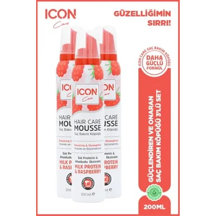 Saç Bakım Köpüğü, Milk Protein & Raspberry, 3lü Set