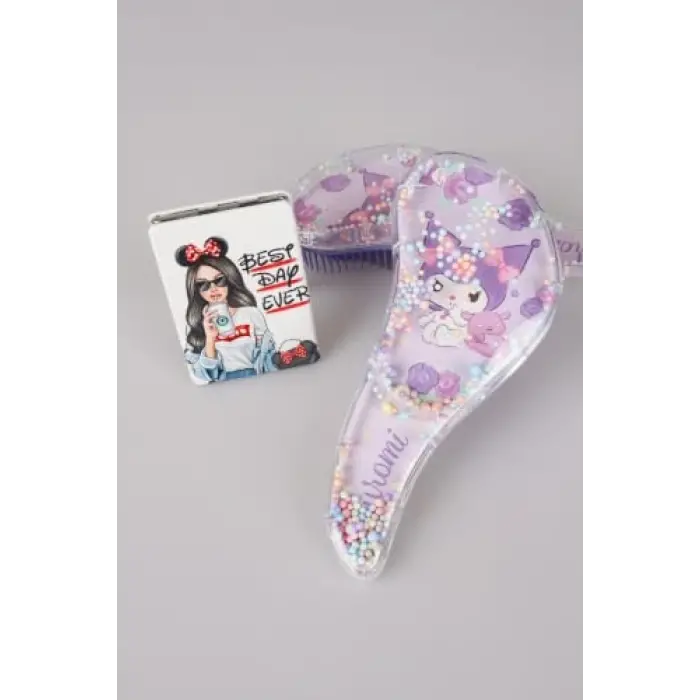 Saç Tarağı ve Çift Taraflı Ayna, 2li Set, Pembe