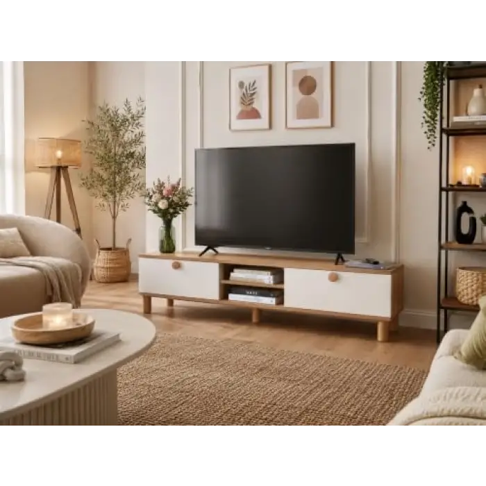 Safir Meşe-Beyaz Televizyon Ünitesi