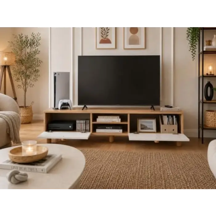Safir Meşe-Beyaz Televizyon Ünitesi