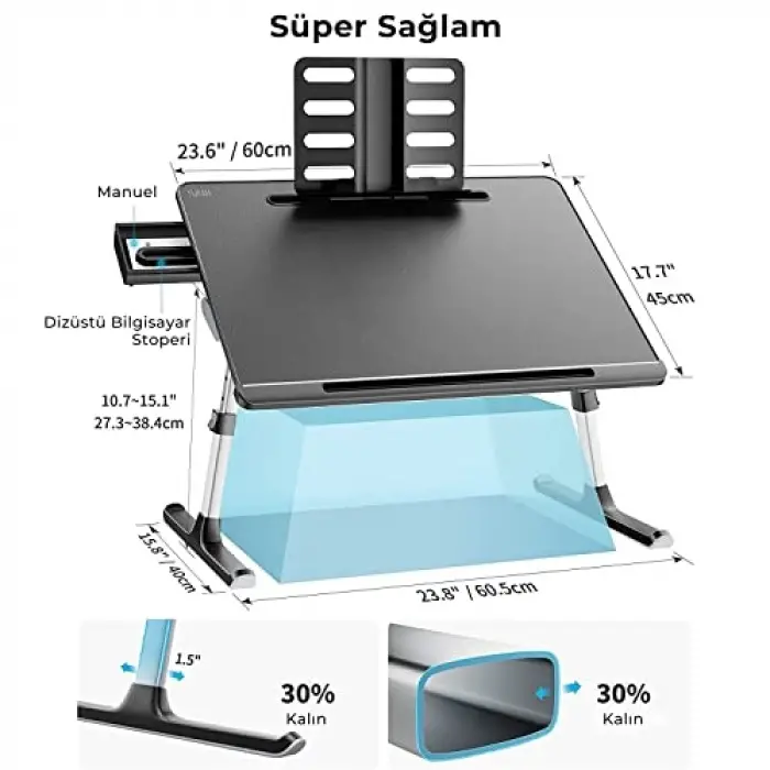Saiji K7 Ultimate Notebook ve Tablet Çalışma Masası (Siyah)