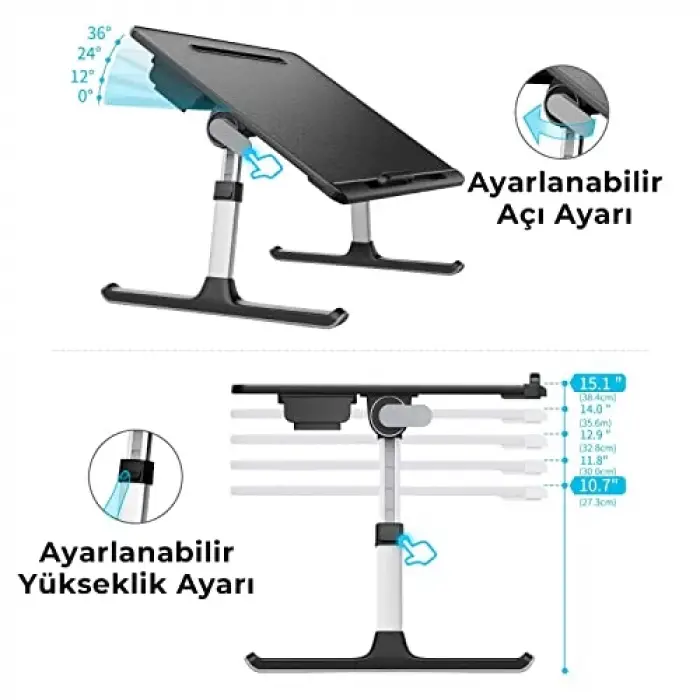 Saiji K7 Ultimate Notebook ve Tablet Çalışma Masası (Siyah)