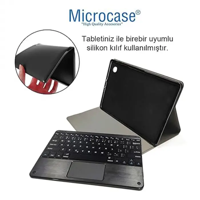 Samsung Galaxy Tab A9 Plus SM-X210 11 inch Tablet Bluetooth Touchpad Klavye + Bluetooth Mouse + Standlı Kılıf - Siyah BKK7