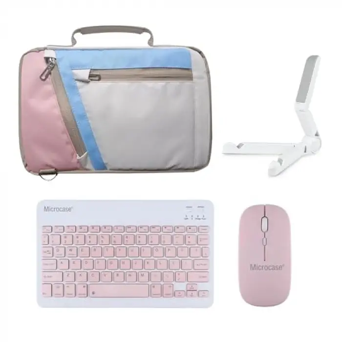 Samsung Galaxy Tab S10 Lite uyumlu pembe tablet çantası seti, Türkçe Bluetooth klavye, mouse ve stand, AL4382