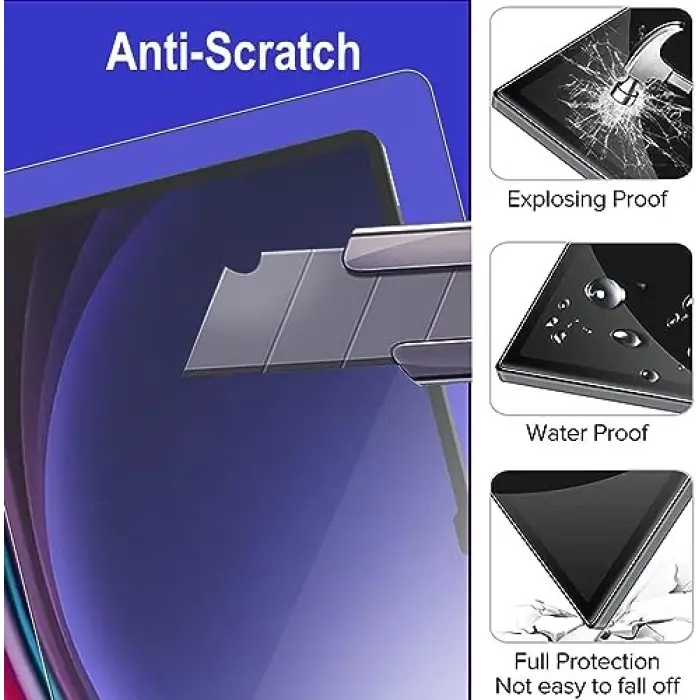 Samsung Galaxy Tab S10 Plus 2024/Tab S9 FE Plus/S9 Plus/S8 Plus/S7 FE/S7 Plus 12.5 inç 2023, 2 Paket HD Yüksek Sertlik Çizilmez Anti-Parmak İzi Temperli Cam için Ekran Koruyucu