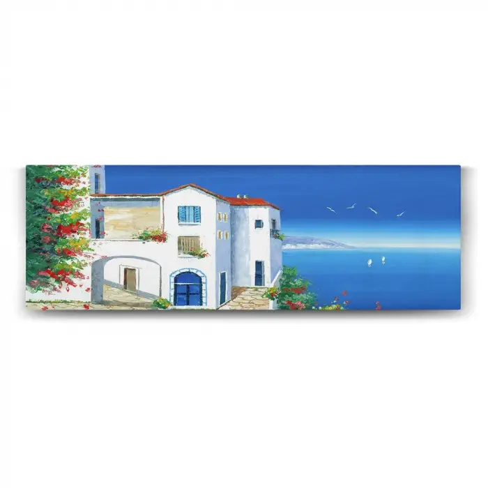 Santorini Deniz Manzara Tablosu - 90x30cm