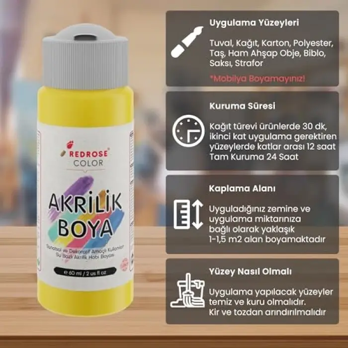 Sarı Akrilik Boya 60 ml