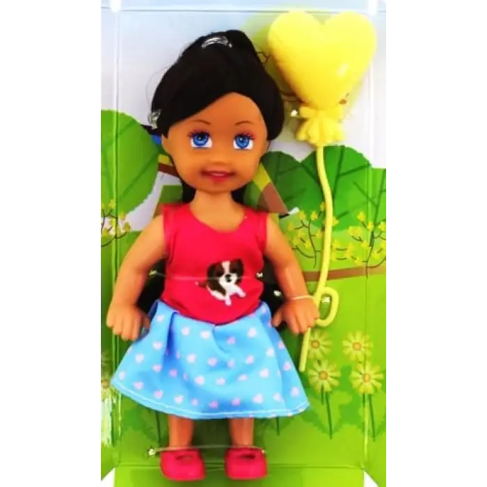 Sarı Balonlu Kumral Mini Bebek