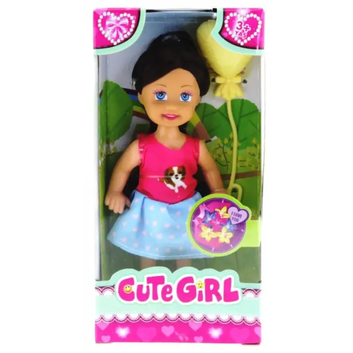 Sarı Balonlu Kumral Mini Bebek