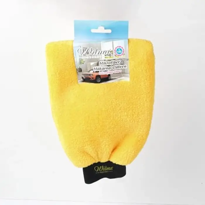 Sarı Çift Taraflı Mikrofiber Araç Yıkama Eldiveni