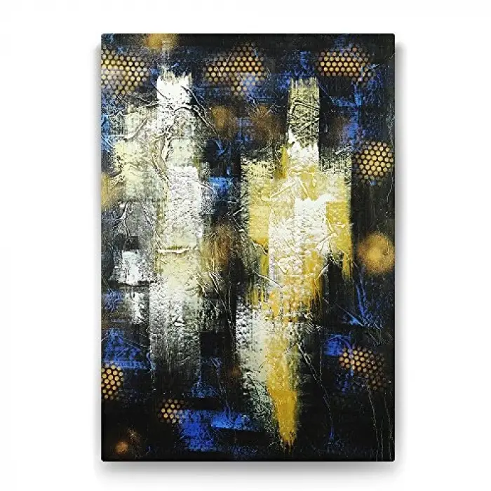Sarı ve Lacivert Tablo - 40x60cm