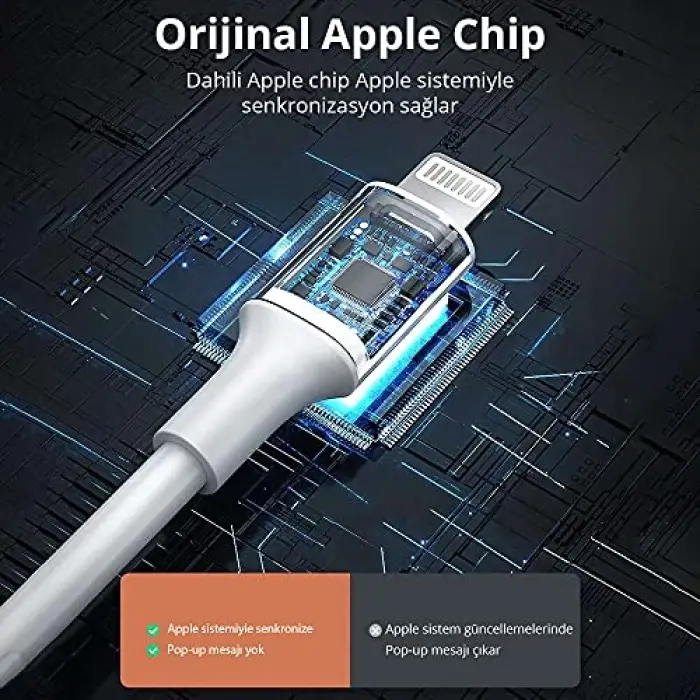 Şarj Kablosu, iPhone Lightning 2.4A Data ve, Siyah 1 Metre