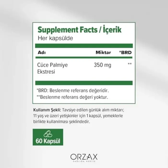 Saw Palmetto 350 Mg, 60 kapsül