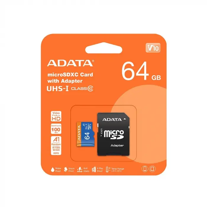 SD MicroSD Card 64GB SDXC (UHS-I Class 10) Ada Perakende