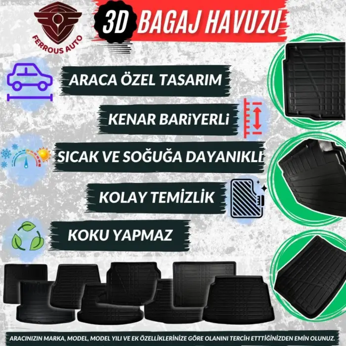 Seat Ateca 4x2 Sağ Cepli 3D Bagaj Havuzu 2017 ve Üstü