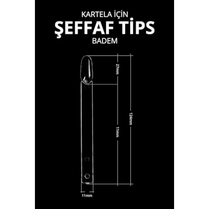 Şeffaf badem tips, 50li tırnak süsleme seti