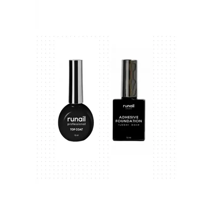 Şeffaf Crystal Top Coat ve Adhesive Foundation Rubber Base, 15 ml + 12 ml