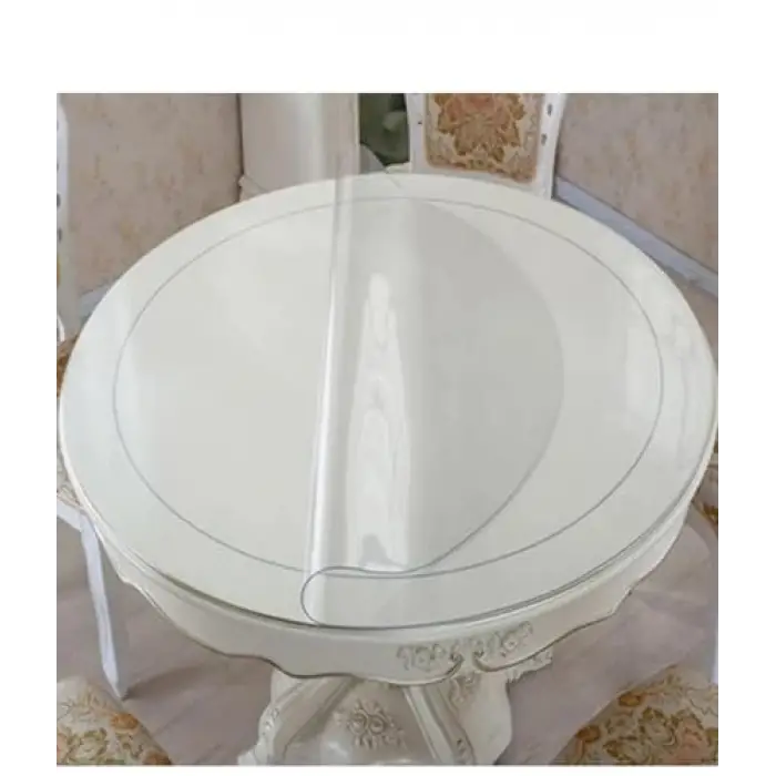 Şeffaf Kalın Yuvarlak Masa Örtüsü, 100 cm Çapında