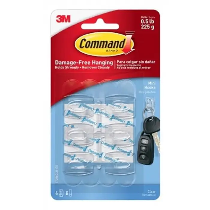 Şeffaf Mini Kancalar 6 Kanca, 1 Paket