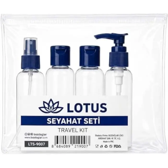 Şeffaf Seyahat Seti, 4 parça, Lacivert