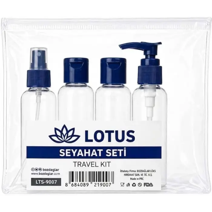 Şeffaf Seyahat Seti, 4 parça, Lacivert