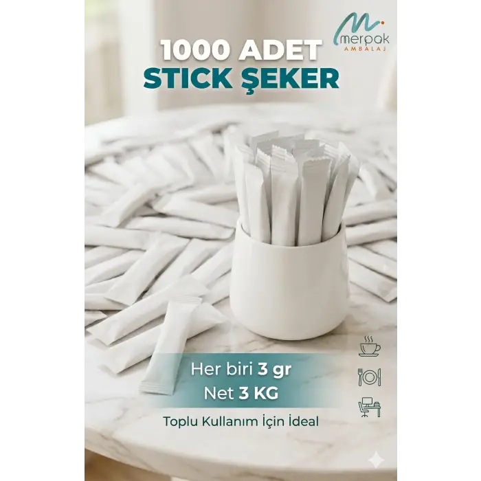 Şeker Stick Beyaz 3 g x 1000 Adet