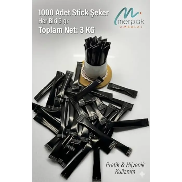 Şeker Stick Siyah 3 g x 1000 Adet