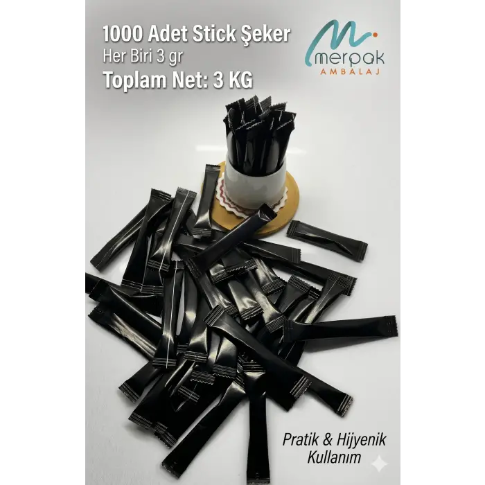 Şeker Stick Siyah 3 g x 1000 Adet