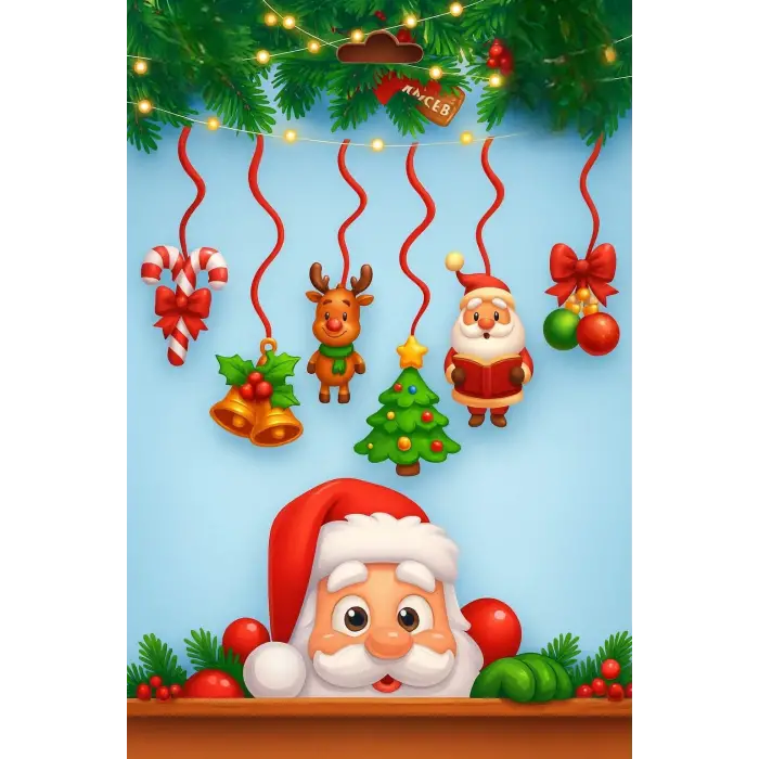 Şekillendirilmiş Noel Figürlü Dekoratif Banner