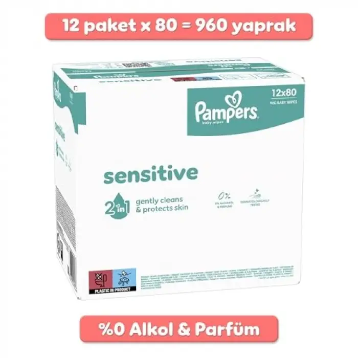 Sensitive Bebek Islak Havlu, 12 Paket, 960 Yaprak