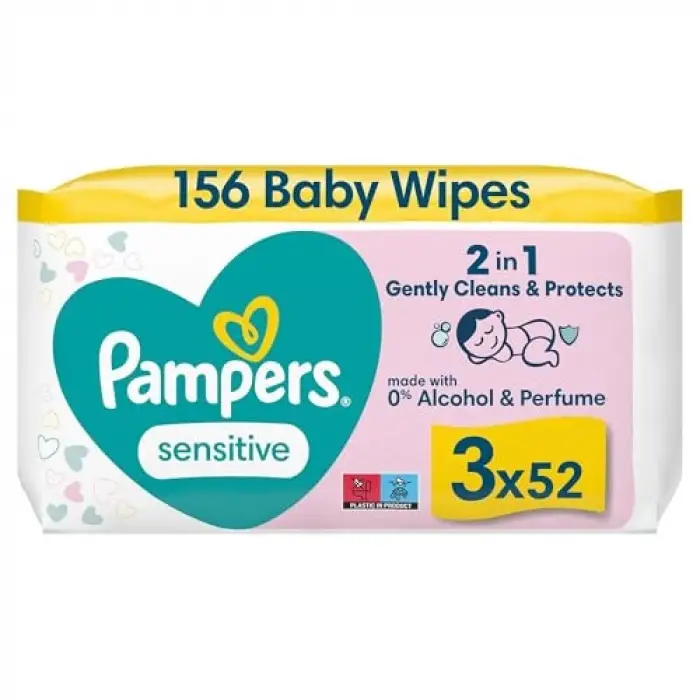 Sensitive Islak Bebek Mendili, 3 paket, 156 Islak Mendil