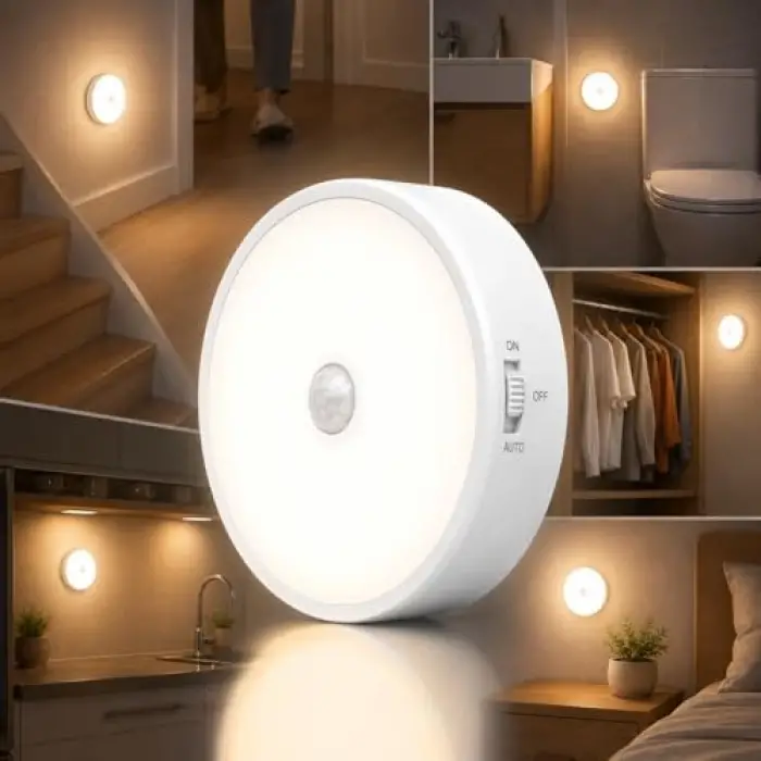 Sensörlü LED Lamba Seti, USB Şarjlı, Hareket Sensörlü, Manyetik Kablosuz, 3lü Paket