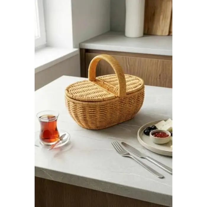 Sepet; Oval Hasır Rattan Mini Kulplu, BB6069
