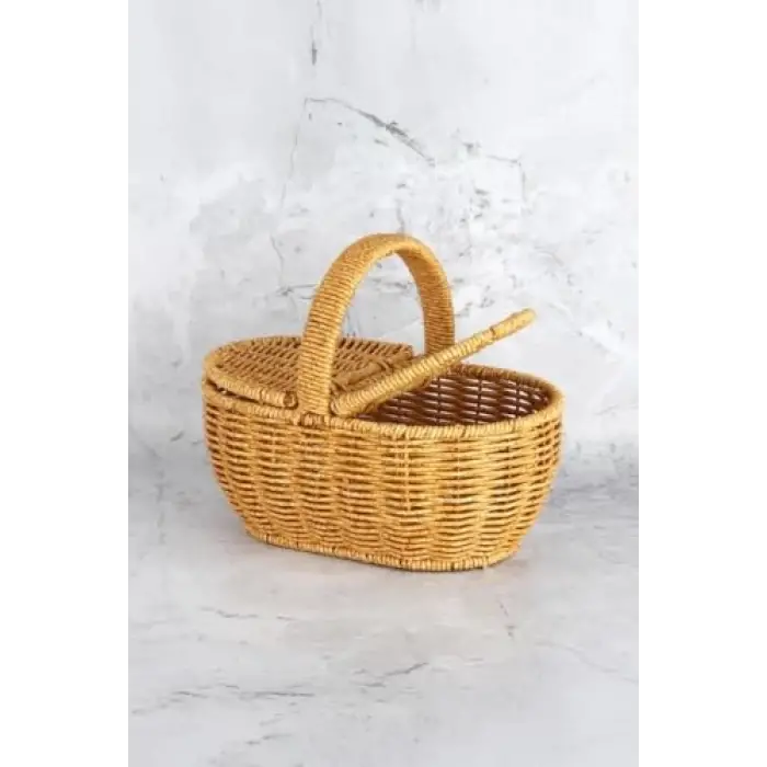 Sepet; Oval Hasır Rattan Mini Kulplu, BB6069