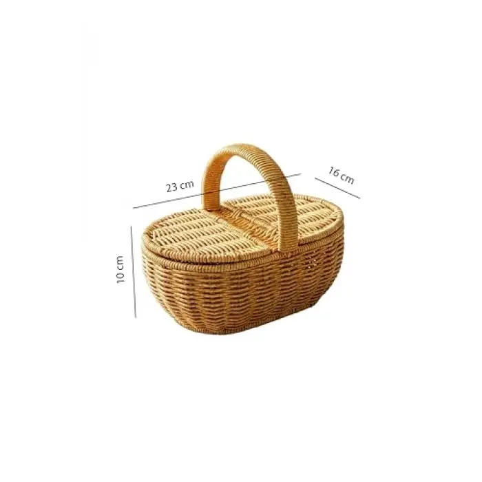 Sepet; Oval Hasır Rattan Mini Kulplu, BB6069