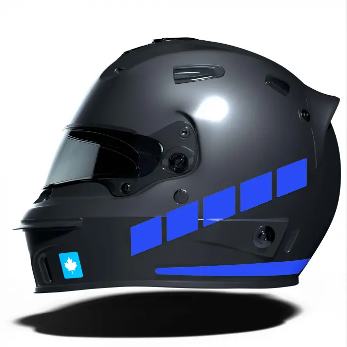 Şerit Tasarımlı Azur Mavi Motosiklet Kask Sticker