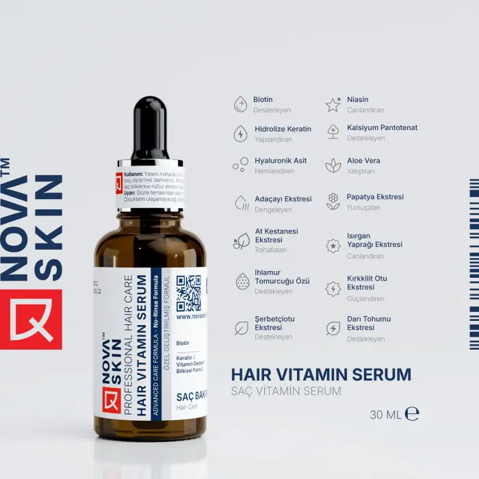 Serum, Saç Vitamin - Biotin, Keratin ve Bitki Özlü 30 ml