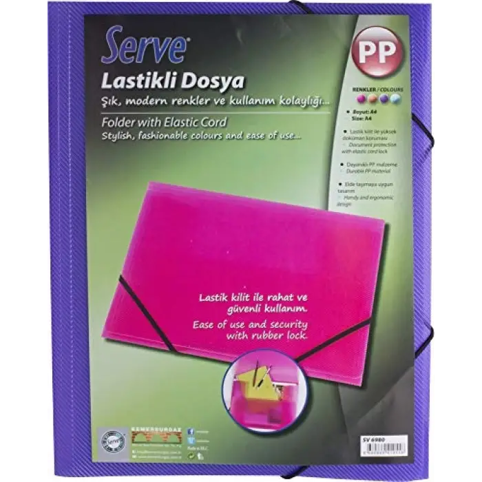 Serve Lastikli Dosya Mor A4
