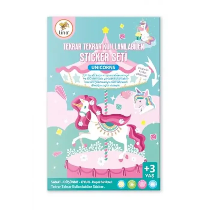 Seti Unicorns Tekrar Tekrar Kullanılabilen Sticker