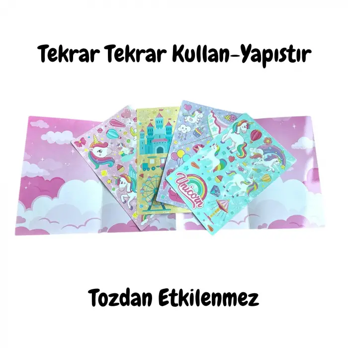 Seti Unicorns Tekrar Tekrar Kullanılabilen Sticker