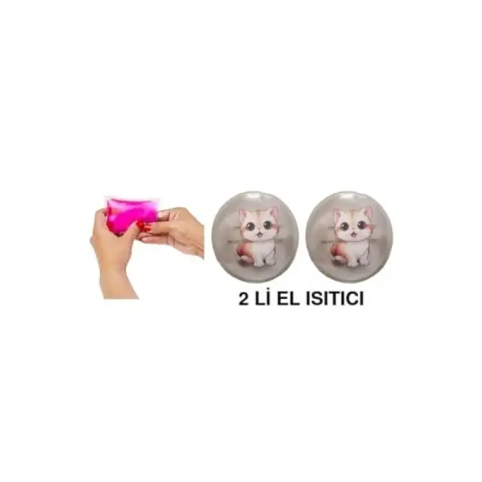 Sevimli Kedi Cep Sobasi,El Isitici,2 Adet Sicak Su Torbasi Pvc 9Cm