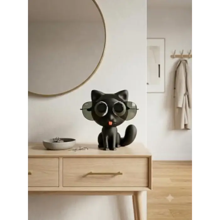 Sevimli Siyah Kedi Gözlük Standı