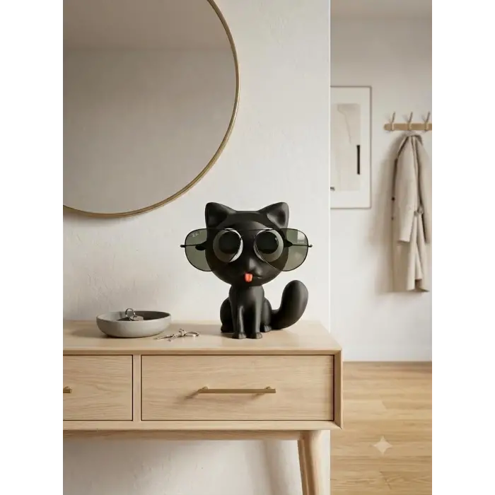 Sevimli Siyah Kedi Gözlük Standı