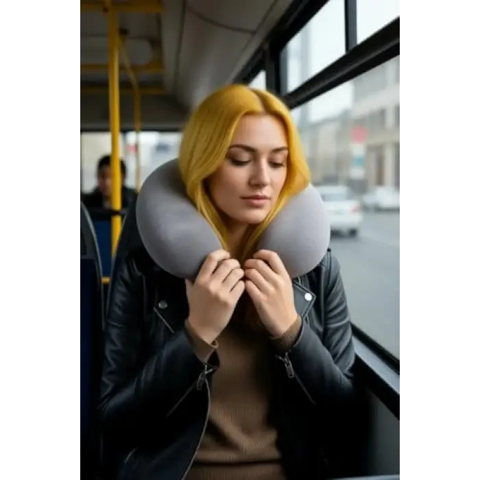 Seyehat Boyun Yastığı U Tip Klipsli (Gri)