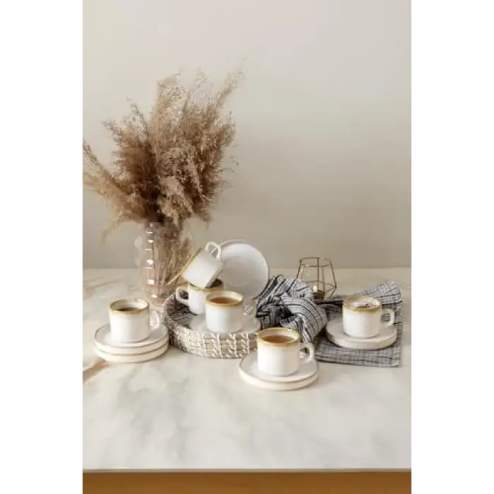 Shizen Krem Stackable Çay Takımı 12 Parça 6 Kişilik Q44