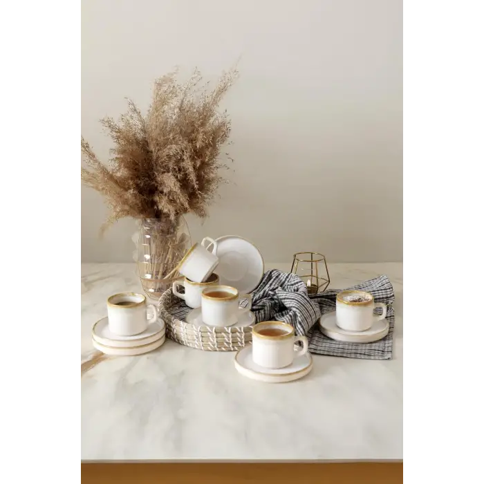 Shizen Krem Stackable Çay Takımı 12 Parça 6 Kişilik Q44