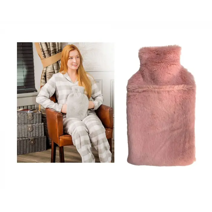 SICAK SU TORBASI CEPLİ PEMBE PELUŞ TERMOFOR 35X23X2CM 1 LİTRE