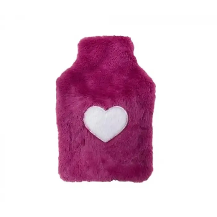 SICAK SU TORBASI PELUŞ KALPLİ,PEMBE TERMOFOR 29x17CM 750ml